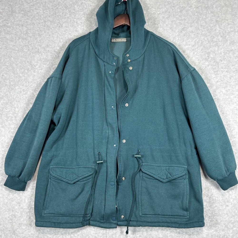 J. Valdi Vintage Hooded Sweatshirt Jacket Cotton Fleece Sz M Fits XL
